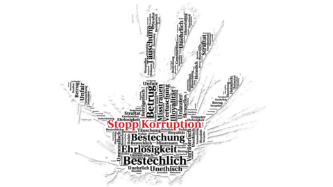 Handsymbol mit Stopp Korruption