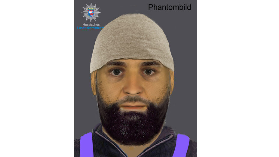Phantombild - männlicher Täter nach Angriff mit Messer auf Passant in Offenbach